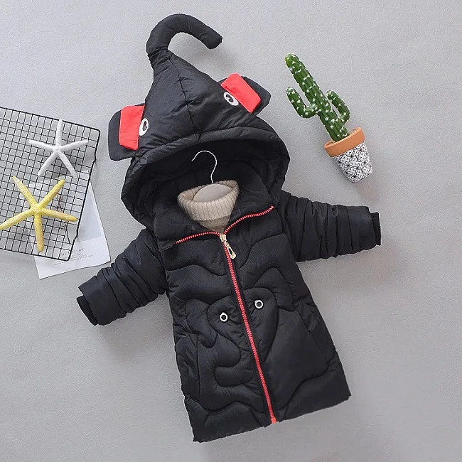 Зимнее Детское пальто для детей от 1 до 5 лет новое плотное теплое пальто для девочек, куртка детское мягкое модное пальто с абстрактным рисунком слона - Цвет: as picture