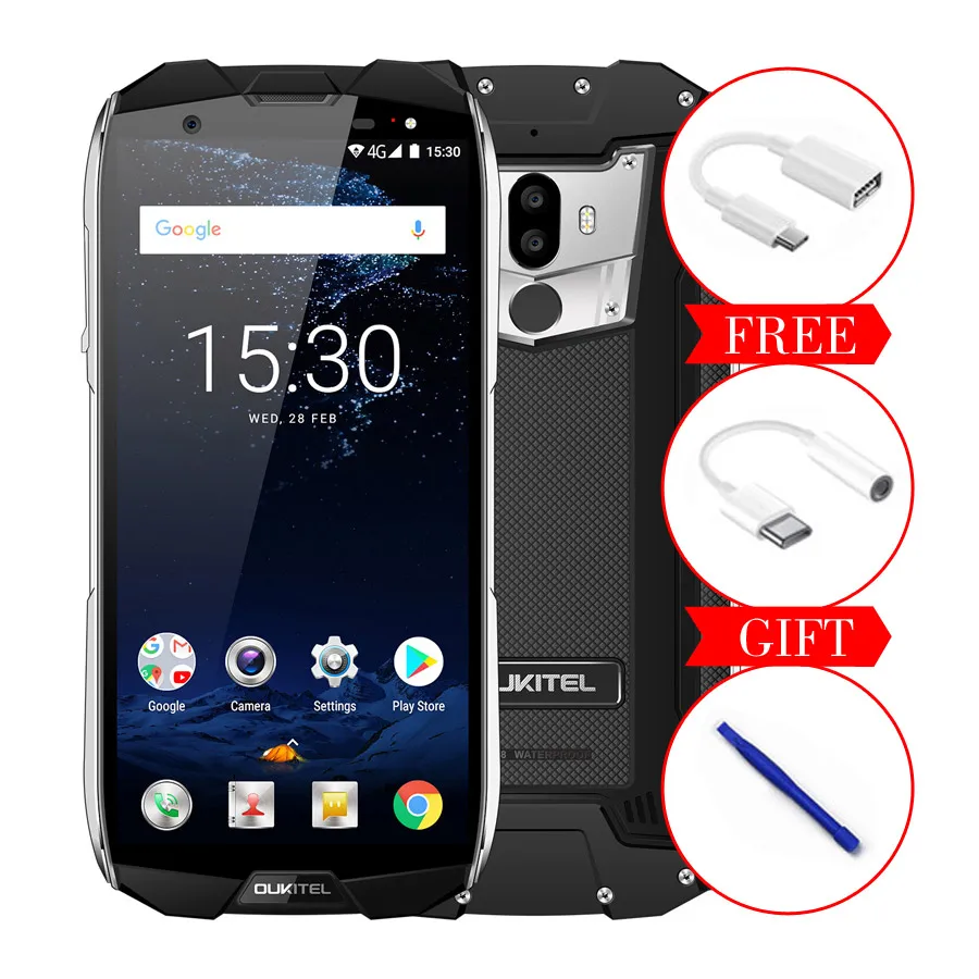 black OUKITEL WP5000 IP68 водонепроницаемый смартфон Android 7,1 Helio P25 Восьмиядерный 6 ГБ ОЗУ 64 Гб ПЗУ 5200 мАч 9 В/2 а мобильный телефон - Цвет: black