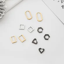Stainless Steel Geometric Hoop Earrings for Women Female Simple Gold Sliver Black Color Hollow Out Statement Earrings Jewelry enfashion geometric big hoop earrings gold color line earings stainless steel earrings for women jewelry wholesale