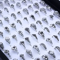 100 Pcs/Lot Flower Retro Gothic Alloy Rings for women Wholesale Party Jewelry Lots 2