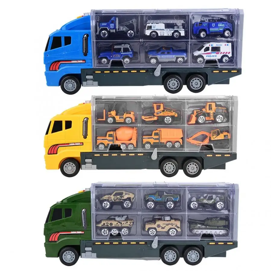 4 Types Alloy Container Carrier Car with 6pcs Mini Car Toy Parent-child Interactive Toys for Children Kids Gift 4 Types Alloy Container Carrier Car with 6pcs Mini Car Toy Parent-child Interactive Toys for Children Kids Gift