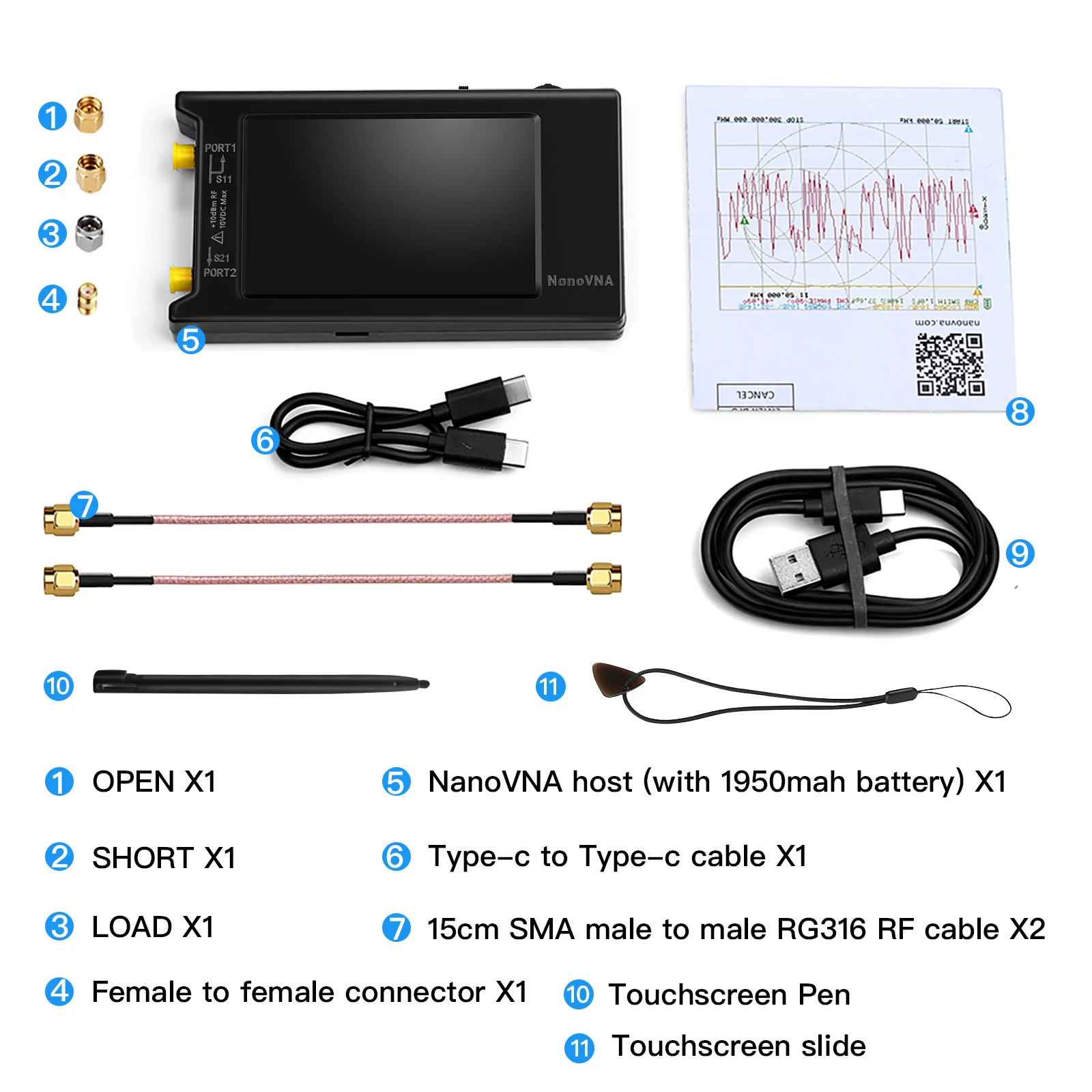 2022 Brand New 10k-1.5GHz NanoVNA-H4 hugen 4inch Vector Network Analyzer HF VHF UHF Antenna Analyzer V4.3 with SD Card Slot 6
