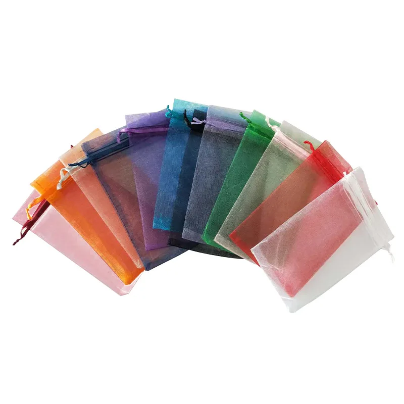 Organza Pouches Bags 7x9cm Wedding Parry Gift Candy Drawstring Bag For Jewelry Earring Display Packaging 10/20/50/100pcs Organza Bags Jewelry Bags