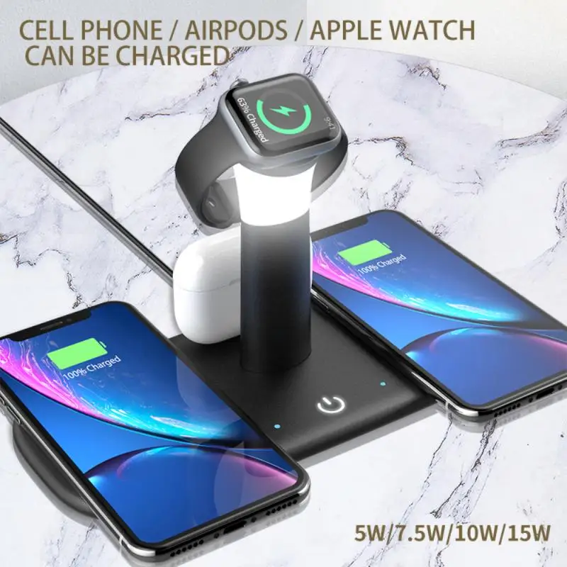 1pc 15W Five In One Wireless Charger For IPhone X 11 12 Sansung Huawei Wireless Charger Apple Watch Headphones
