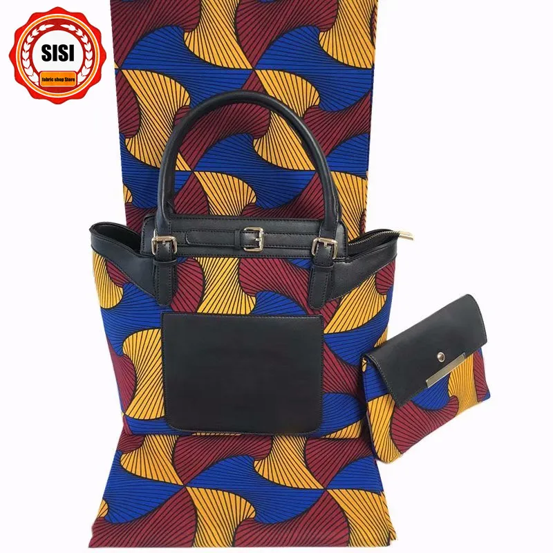 SISI Новое поступление африканская восковая Сумочка набор африканская печать сумка с Анкарой Воск Ткань 6 ярдов хлопок для высокого качества Вечерние