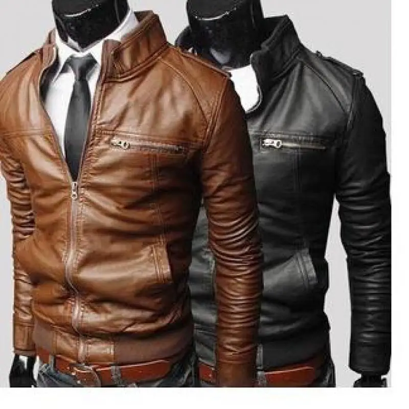 

Autumn new men leather jacket 2019 fashion artificial leather stitching black jacket winter thin section motorcycle coats 3XL