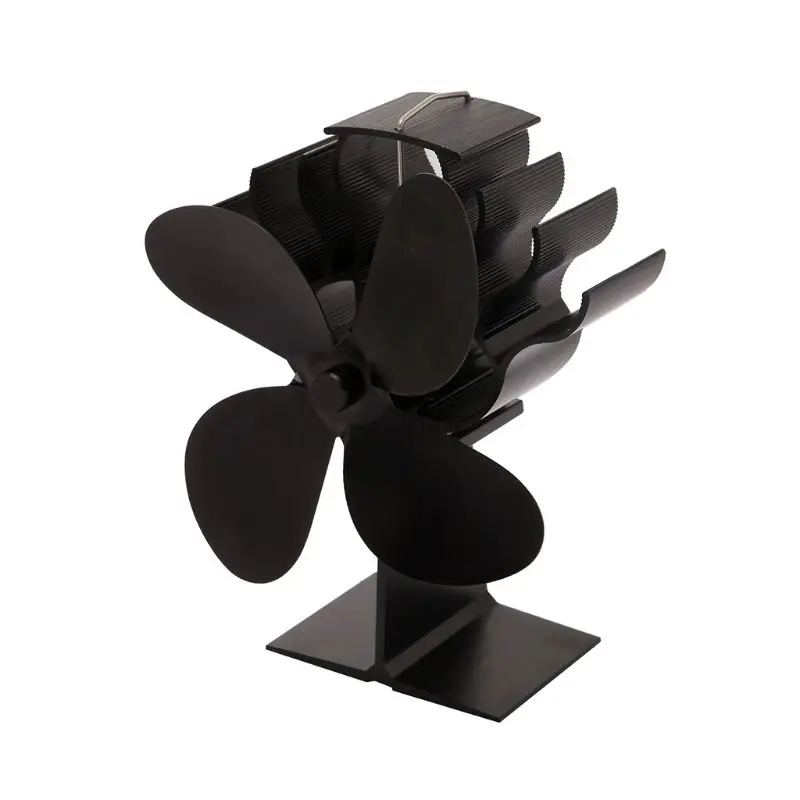 

4 Blades Heat Powered Stove Fan for Wood Fireplace Log Burner Eco Friendly Quiet Stove Fan Black