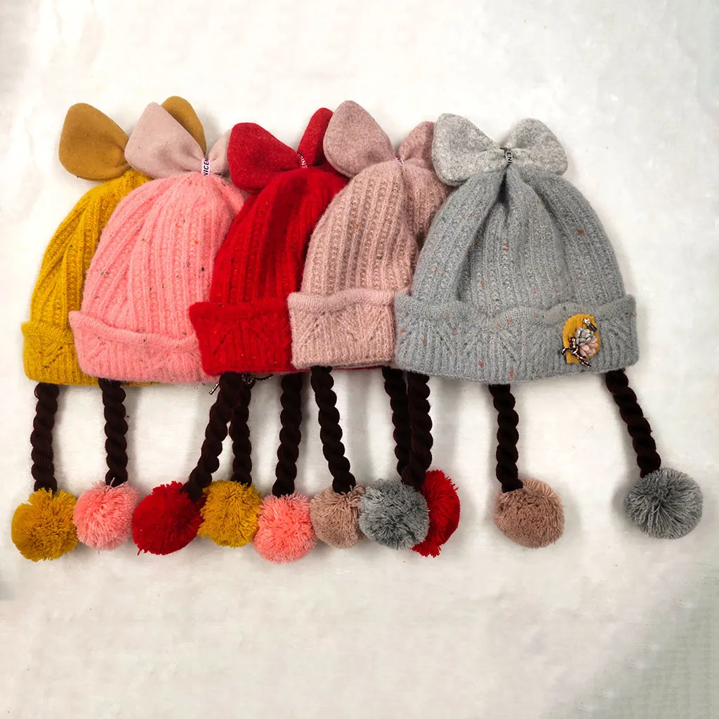 Детская зимняя шапка, вязаная шапка, шарф, комплект, детская Милая шапка с рисунком, отличный подарок для женщин/леди, обычный размер, подходит для 1-3 лет# BA
