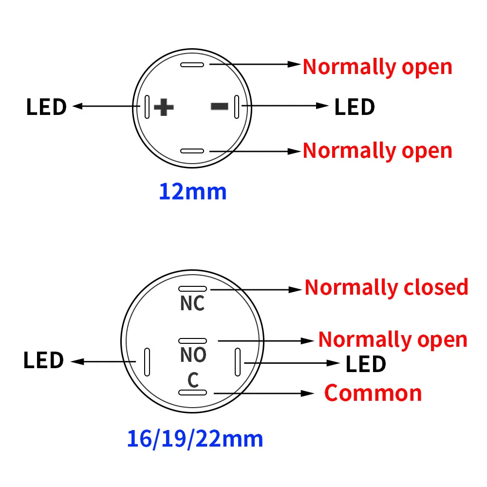 Kov strčit knoflík spínač s drát na pryč PC energie vodotěsný 12v pro auto momentální latching rozhodný ne rozpínací 5V 220V 12 16 19 22 mm