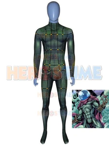 

Mysterio Cosplay Costume Spider Man Far From Home Movie Mysterio Costume 3D Print Spandex Zentai Bodysuit Halloween Costume