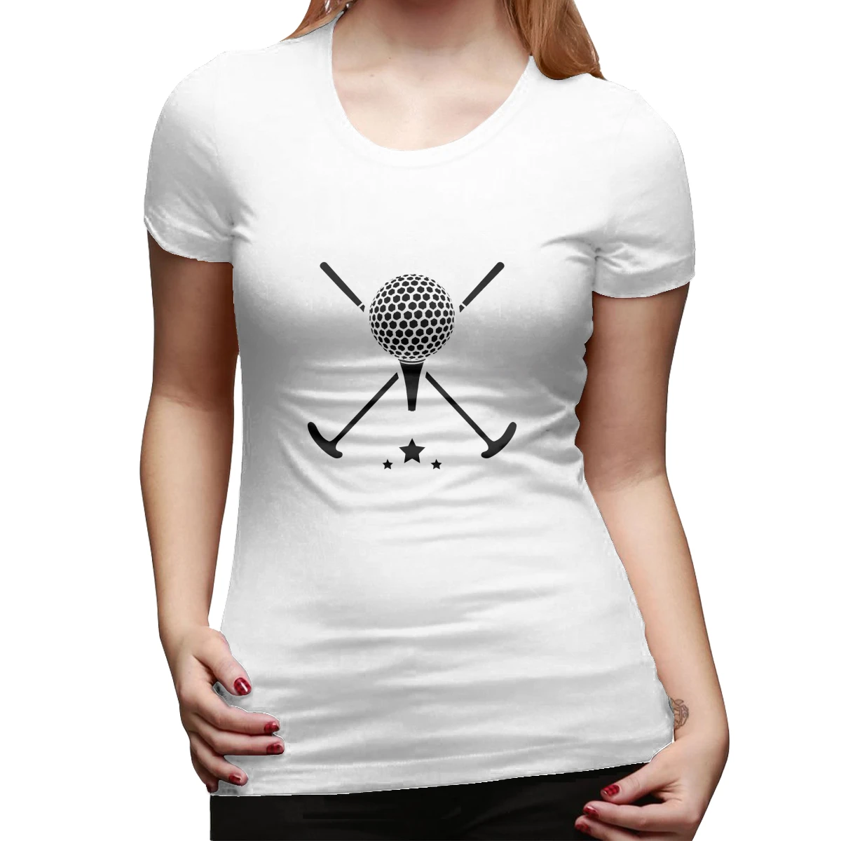 

Golf White Print Basic T-shirts Women's Casual Short Sleeve T-shirt