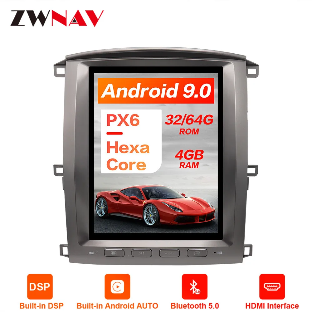 Best Tesla style Android 9.0 PX6 4GB RAM Car GPS Navigation For Lexus LX470/LX-470 2002-2007 head unit multimedia radio tape recorder 0 Best Tesla style Android 9.0 PX6 4GB RAM Car GPS Navigation For Lexus LX470/LX-470 2002-2007 head unit multimedia radio tape recorder 0