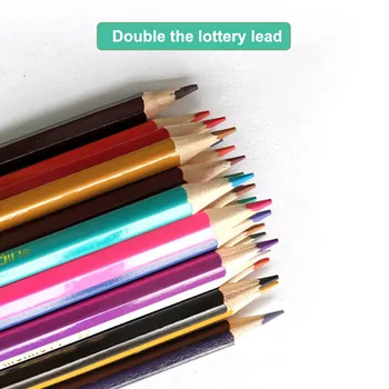 

Double-headed 24-color pencil 12 English color lead 12 painting garden Wooden Colored Pencils g3