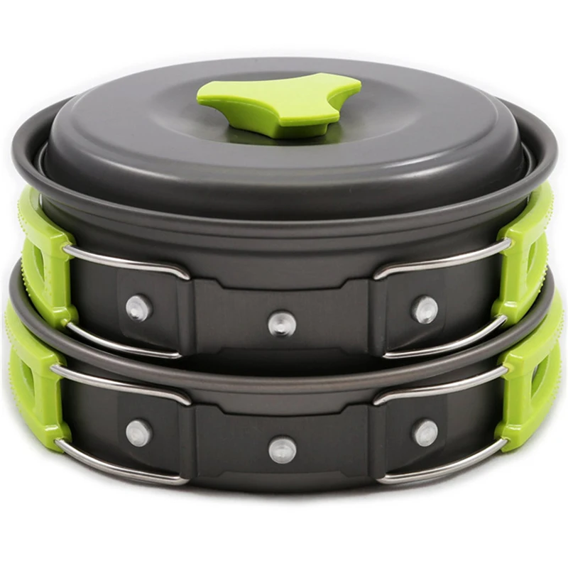 Походная посуда беспорядок-складной кастрюля ультра легкий алюминиевый походный альпинистский снаряжение-природные катаклизмы аварийное приготовление пищи - Цвет: Green
