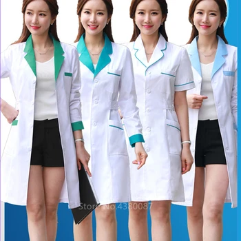 

Medical Uniform for Woman Scrubs Lab Hospital Nurse Coat Dentist Pharmacy Beauty Salon White Surgical Doctor Workwear 10Colors