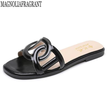 

Female Summer Leisure The word drag New Flat Bottom Flat With Toe Sweet Drag Outside Wearing Sandals Slippers Beach shoes hy146