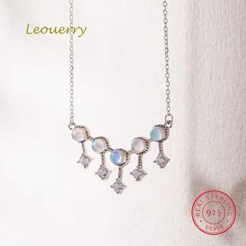 

Leouerry Natural Moonstone Necklace 925 Sterling Silver Elegant Zircon Tassel Pendant Necklaces for Women Silver 925 Jewelry