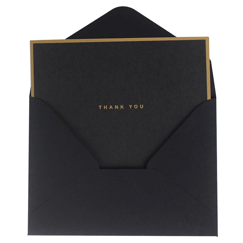  10pcs (Card + envelope) Bronzing greeting card invitation Wedding thanks birthday card paper gift w - 4.00028E+12