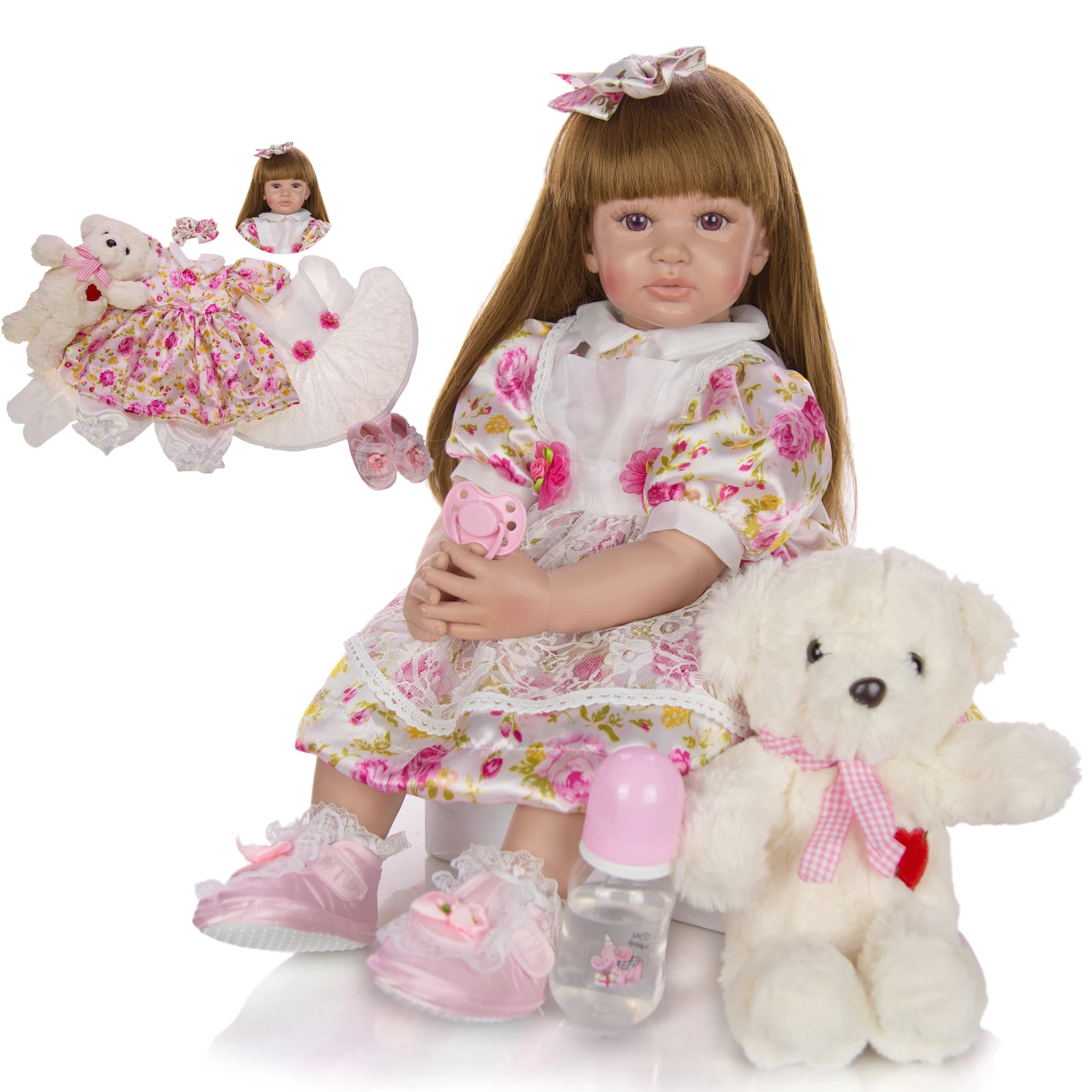 KEIUMI 60 cm Reborn toddler Girl realista bebe Reborn Cloth Body silicone vinyl dolls 24 Inch Reborn Boneca Toy For kids gift