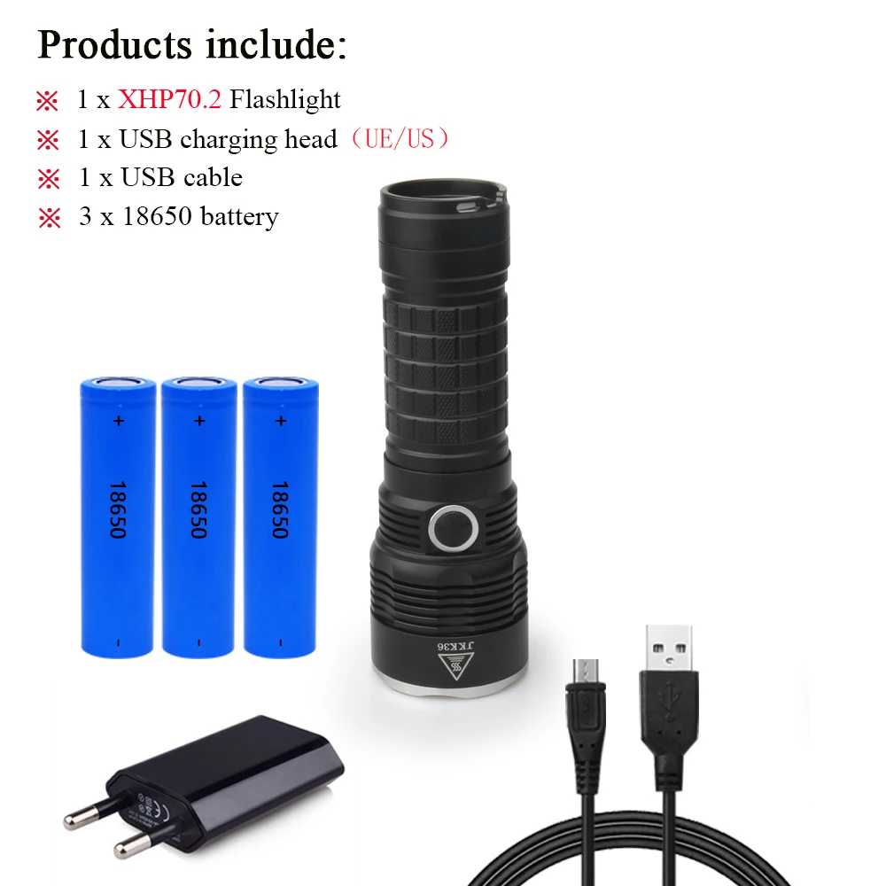BHD506B1 hunting spotlight XLamp xhp70.2 most powerful led flashlight usb torch xhp70 8000 lumens 18650 Rechargeable battery xhp50 - Испускаемый цвет: BHD506B1