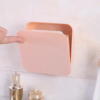 

Household Wall-mounted Paste Sealed Storage Box Plastic Square Finishing Storage Small Box Cosmetic Tableware Toothbrush Box