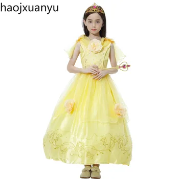 

Cosplay Belle Costume Princess Dress Beauty and the Beast Short Sleeve Party Role Play Dresses Halloween Costumes for Kids