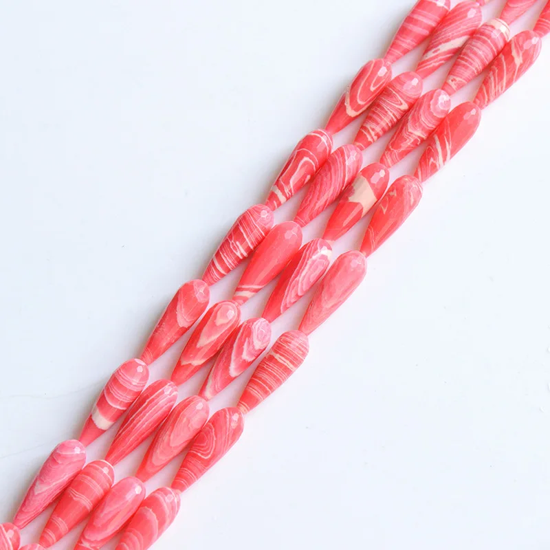 

A Full Strand 15'' Natural Water Drop Shape Rhodochrosite Stone Loose Bead 10*30mm For Jewelry Making DIY Bracelet Necklace
