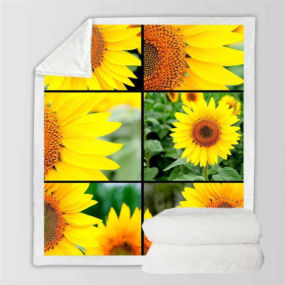 Super Soft Thicking 3D Sunflower Blanket for Bed BeachTowel For Kids Adults Blanket Throws bedsheet Travel Sheets - Color: 8
