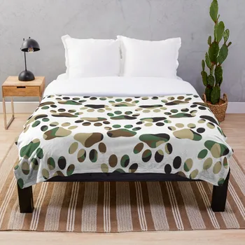 

Soft Blanket for Bed Sherpa Flannel Fleece Blanket Home Travel Sofa Soft Throw Blanket Camo Pattern Dog Paw Print