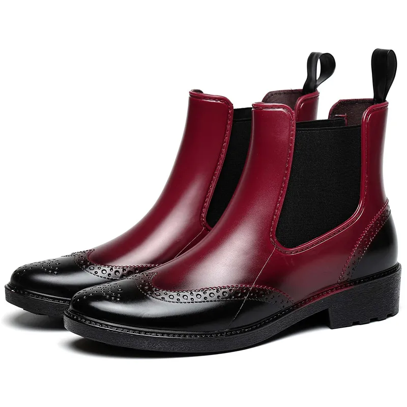 Comprar Botas de goma de otoño para mujer Botas de lluvia botas de Chelsea botas de tobillo impermeables botas de plataforma plana para chicas botas de primavera señoras laarzen
