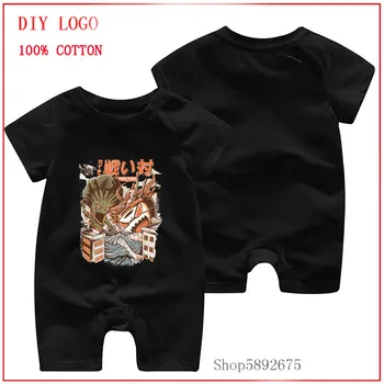 

0-24M Infant Newborn Baby Kaiju Food Fight sushi Baby Boys Girls Clothing Summer Thin Short Sleeved Print Rompers Infant Costume