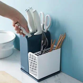 

Multi-Functional Kitchen Utensil Holder Knife Block with Drainboard Kitchen Storage Utensil Caddy for Knives Forks Spoons Rack