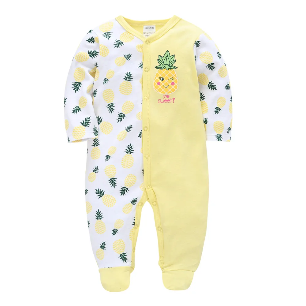 

Kavkas Baby Girl Rompers Jumpsuit 2020 Hot Sale Yellow Fruit Printing Newborn Baby Boy Onesie Cotton Toddler Romper ropa bebe