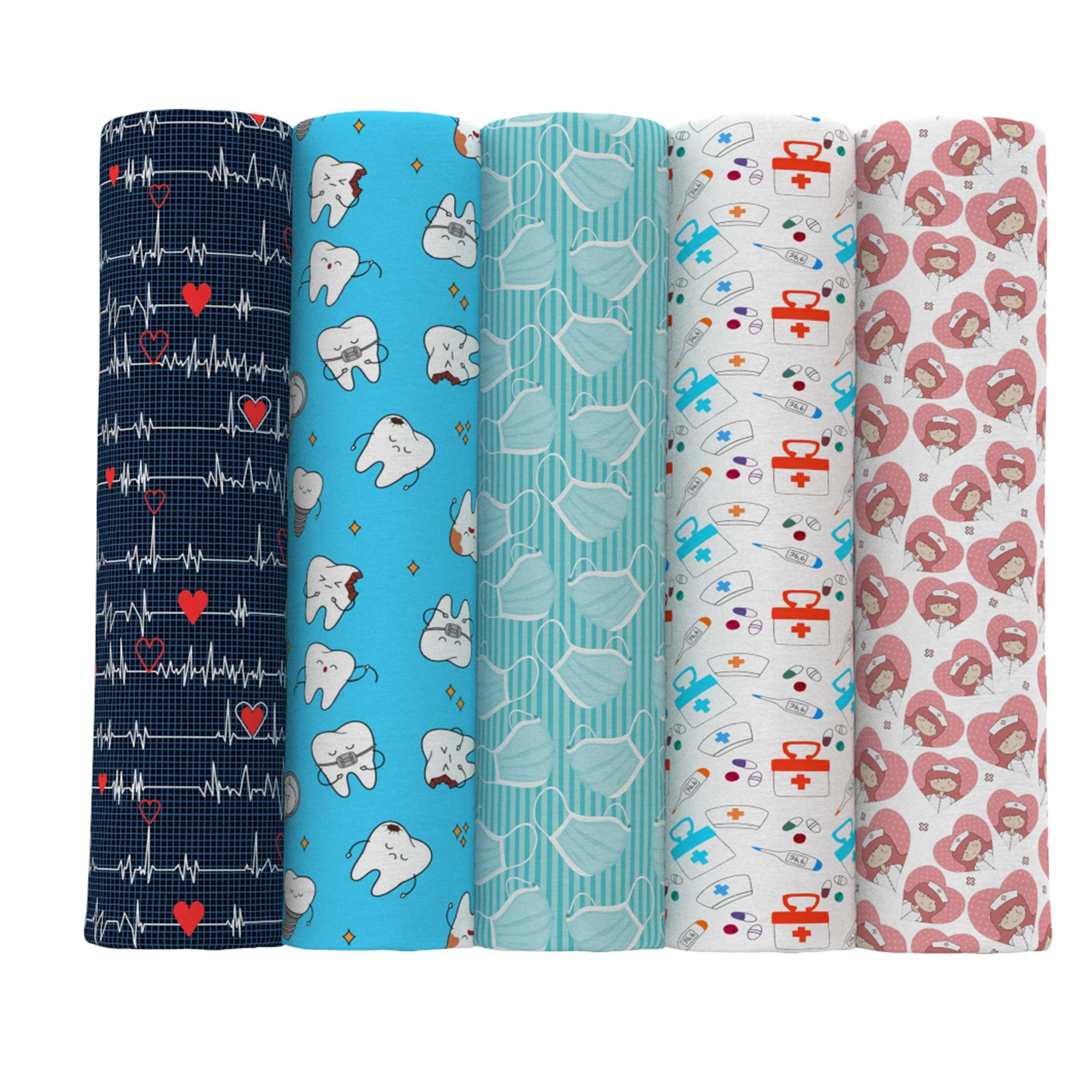 

50*145cm Nurse Love Heart Printed Polyester Cotton Fabric Tissue Children Home Textile DIY Dress Sewing Tilda Doll,1Yc10730