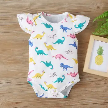 

Summer Cartoon Print Ruffles Short Sleeve Rompers for Infant Baby Girls Vacation Romper Girls Jumpsuit Clothes C2