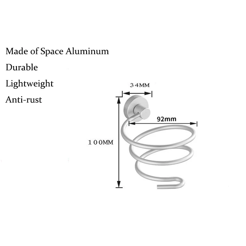 Держатель фена Вентилятор Организатор Клей Настенный Ногтей Нержавеющая Сталь Спиральная Подставка С Вилкой Крюк Для Ванной Комнаты
