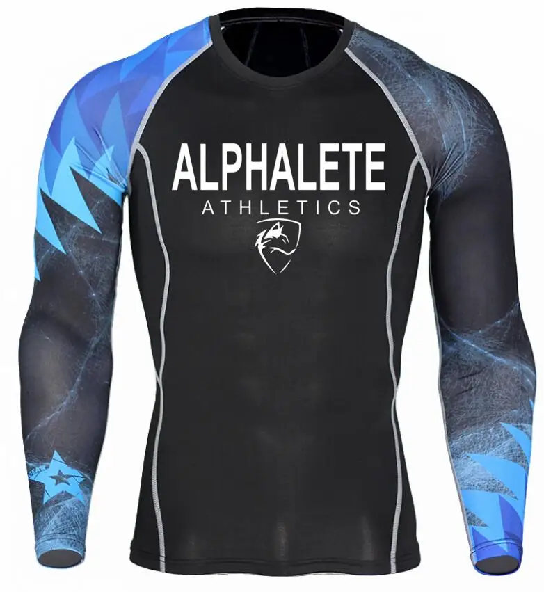 Бренд ALPHALETE Мужская футболка компрессион футболка Бодибилдинг футболка Maniche Lunghe ММА Esercizio фитнес-футболка