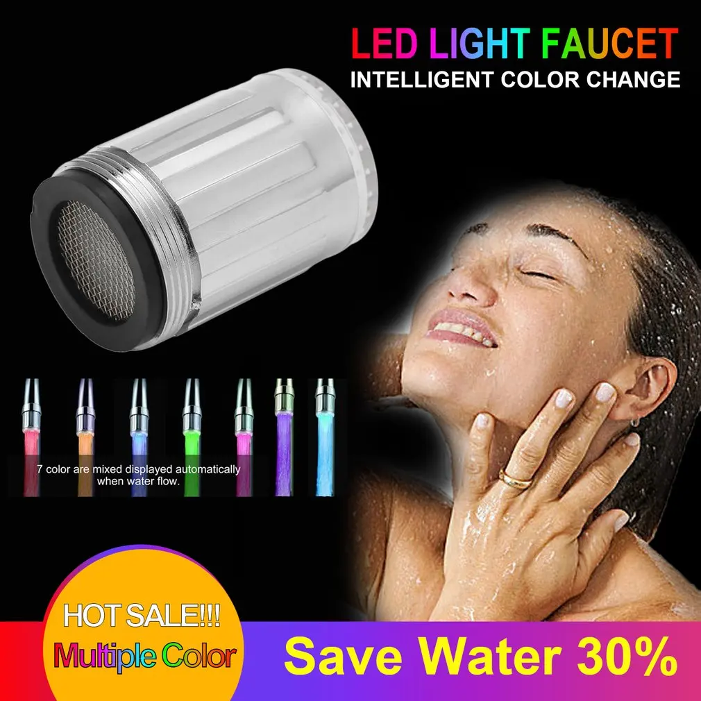 

Luminous Light-up LED Water Faucet Shower Tap Basin Water Nozzle Bathroom Kitchen Heater Faucets thermostat 3 Color 7 Colors