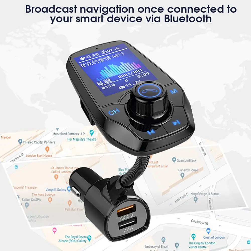 TWISTER.CK автомобильный Bluetooth Hands-free Телефон передатчик AUX MP3-плеер Смарт Быстрая зарядка 3,0 зарядное устройство