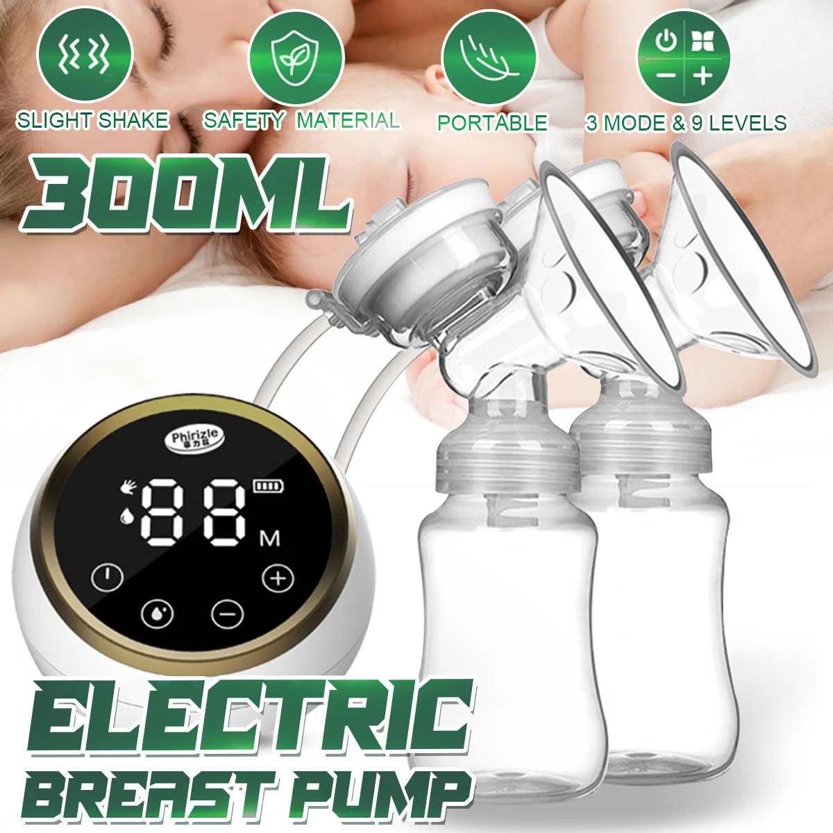 NEW 27Gears Adjustable Double Electric Breast Pump Bilateral Breast Pump Silicone Breast Pump LCD Touch Screen Control BPA Free motif twist double electric breast pump