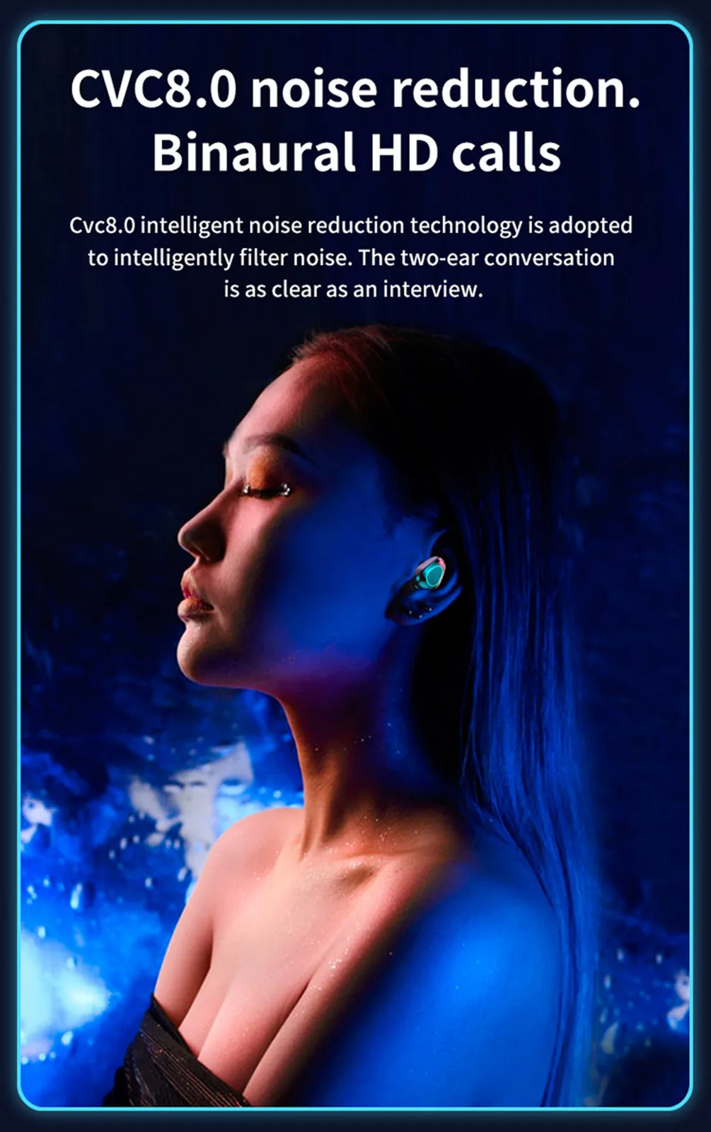 Earphones bluetooth hifi noise Wireless Bluetooth 5 1 Headset Power Display Stereo Earbuds Sport Headphone Touch Control