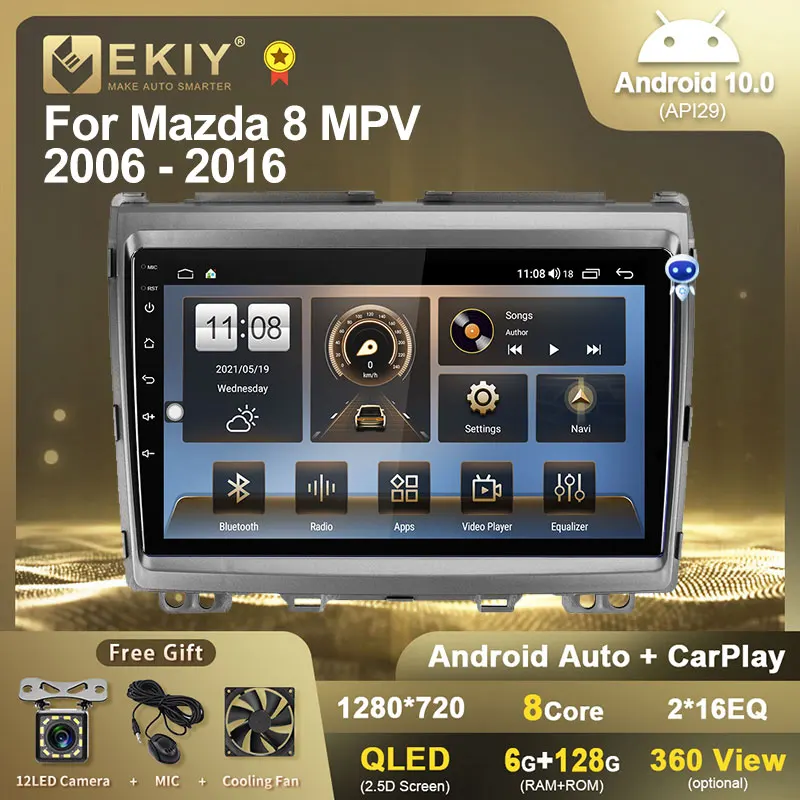 Автомагнитола EKIY QLED DSP Android 10 для Mazda 8 MPV LY 2006 -2016 Carplay авто мультимедийный плеер GPS