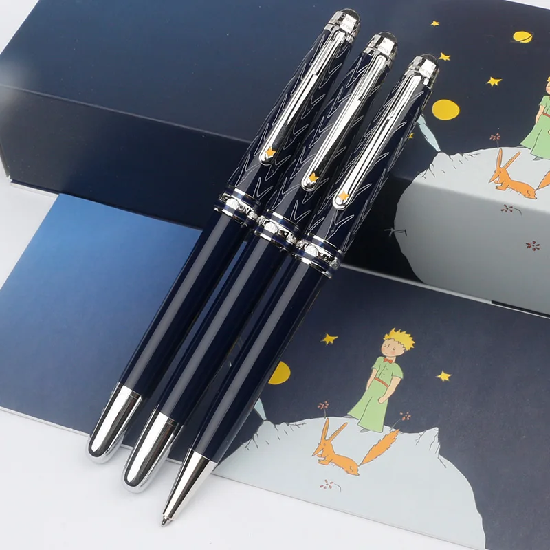 Lusso Mb Monte Little Prince Penna A Sfera Metallo Blu Gel Penne A Sfera Blanc 14K Pennino Penne A Fontana Confezione Regalo Opzione Set
