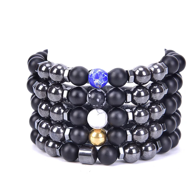 Magnetic Bracelet Beads Hematite Stone Therapy Black 6.5cm Cool Health Care Magnet Men Women Jewelry | Украшения и аксессуары