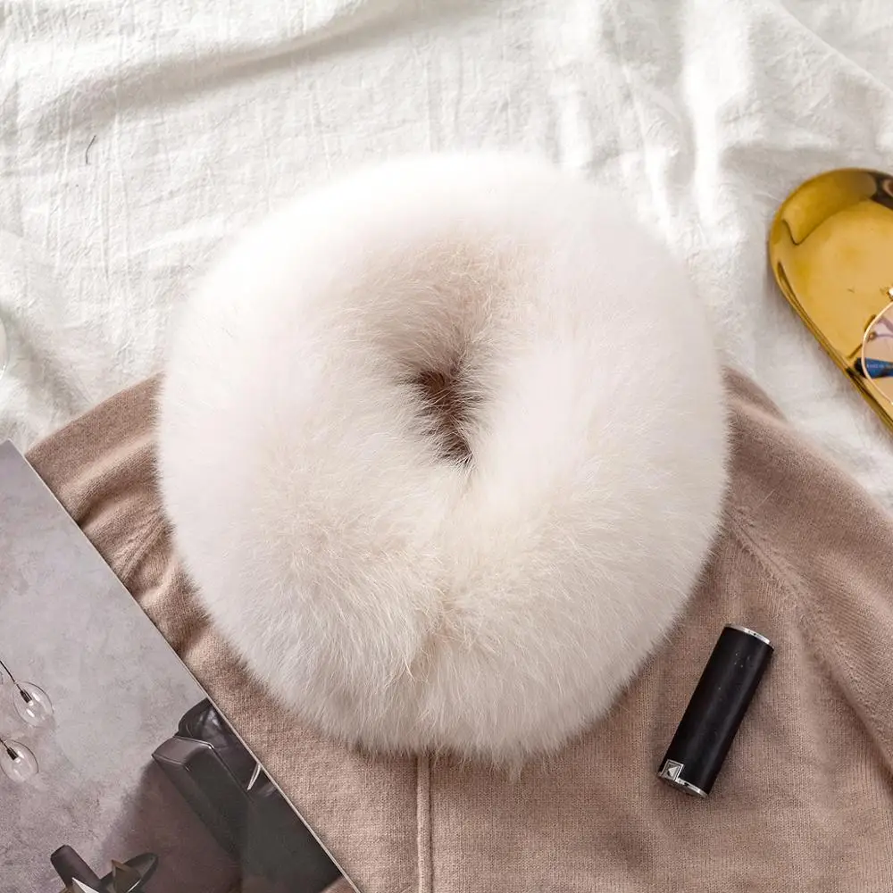 FXFURS, новинка, корейский стиль, женские зимние шарфы из лисьего меха, натуральный мех, с магнитом, легко носить,, воротник из лисьего меха, шарф, кольцо - Цвет: beige