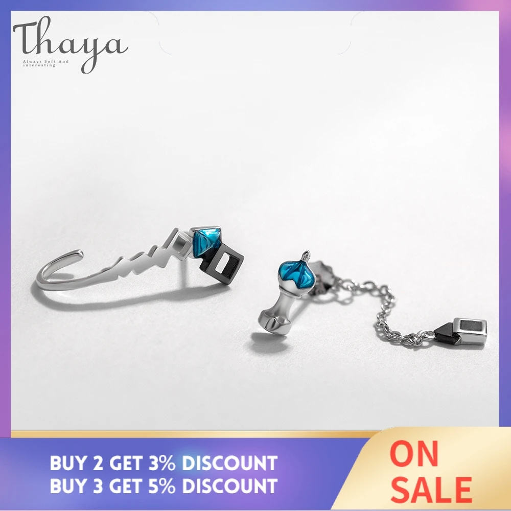 Thaya S925 Серебряные серьги тайна шахмат Дизайн Асимметричная серьга Ретро забавные ювелирные изделия для женщин вечерние подарок