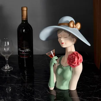 

Nordic Red Wine Glass Girl Decoration Creative Home Living Room TV Cabinet Desktop Figurines Crafts Wedding/Birthday Gifts