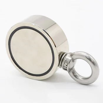

Practical Double Side Round Neodymium Fishing Magnet With Eyebolt Magnet Fishing Ultra Strong Pulling Force Neodymium Magnet