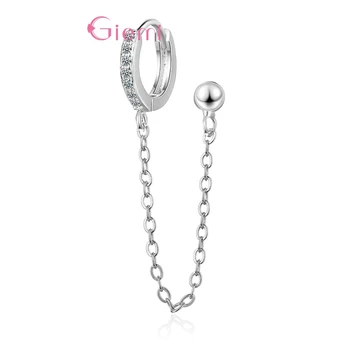 

1 Pc Genuine 925 Sterling Silver Double Holes Earrings Paved With Sparkling Crystal Two Colors For Choice Fast Shipping