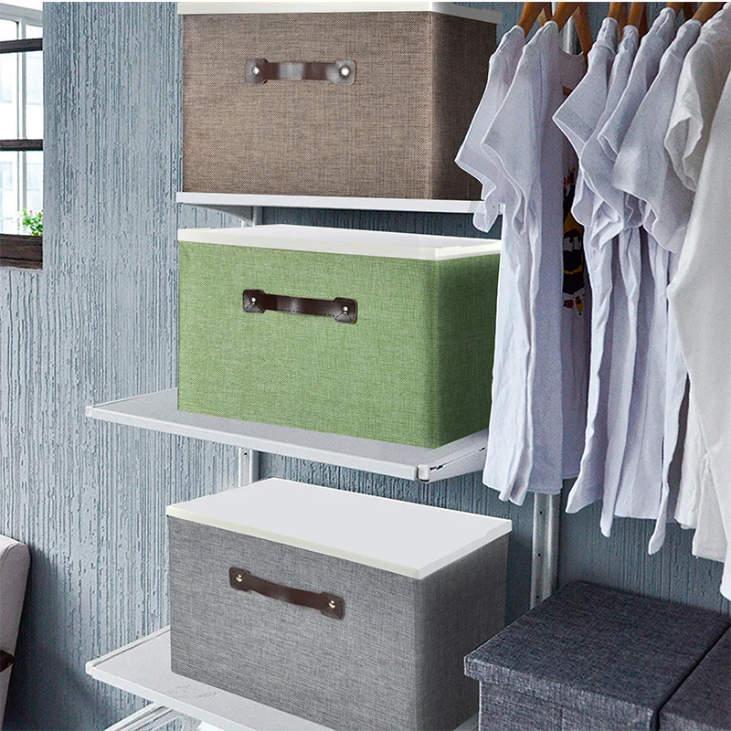 

Large Capacity Polyester Linen Storage Box Polyester Cotton Storage Bins PP Cover Storage Box Thicken Color Stackable Foldable